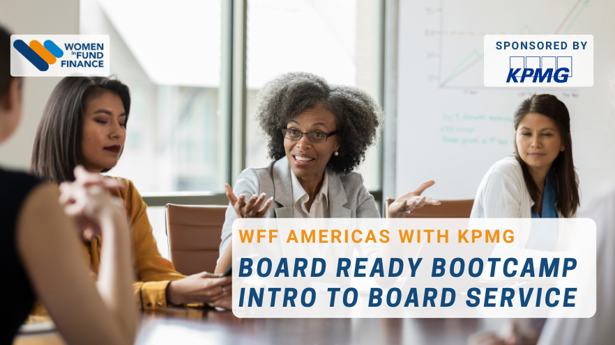 4 professionally dressed women conversing around a conference table